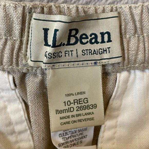 L.L.Bean Women's Bermuda Shorts Size 10 Beige Classic Fit Linen Straight-Casual - Picture 6 of 12